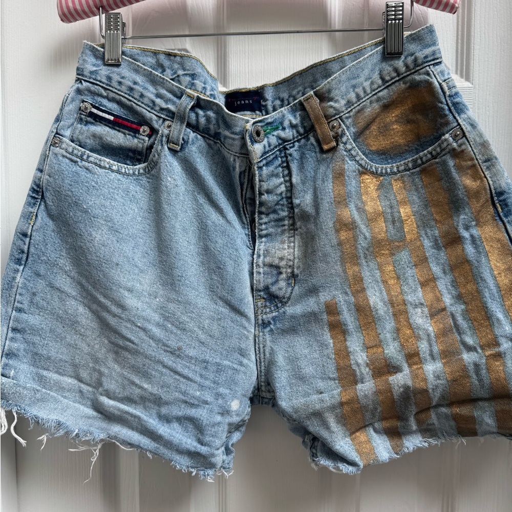 Tommy Hilfiger Light Blue Jean Shorts with Gold Accents